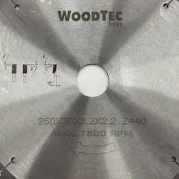 Пила дисковая Ø250 х 30 х 3,2/2,2 Z40 WZ WoodTec