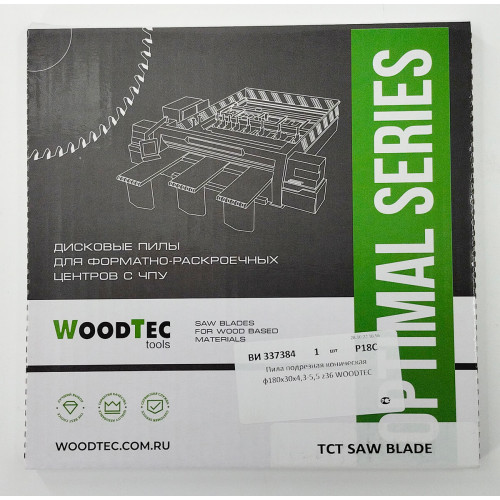 Пила подрезная Ø180 х 30 х 4,3-5,5 Z = 36 WoodTec